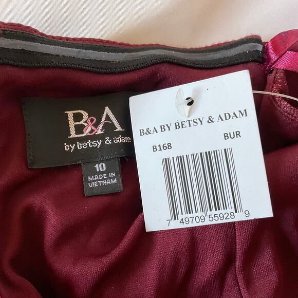 Betsy & Adam Mini Fit and Flare Cocktail Dress Sparkly Burgundy Red Size 10 - Picture 8 of 11